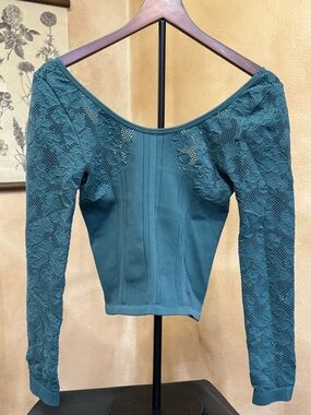 UO/Out From Under Suraya Pointelle + Ribbed Seamless Knit Long Sleeve Top